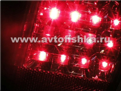 Toyota Land Cruiser 200 (08-) фонари заднего бампера светодиодные красно-хромированные, комплект 2 шт.